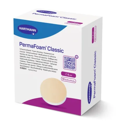 Губчаста пов'язка PermaFoam® Classic Ø 6см, Розмір пов'язки: ⌀ - 6 см, Тип: Стерильні