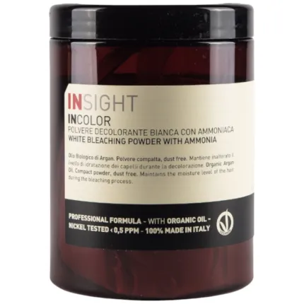Порошок білий знебарвлюючий з аміаком Insight White Bleaching Powder with Ammonia, скляна банка, 500 г