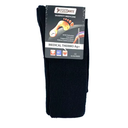 Диабетические медицинские носки утепленные с серебром FootMate Medical Thermo AG+, Тин носков: Высокие, Размер носков: 36/38, Цвет носков: Черный, изображение 3