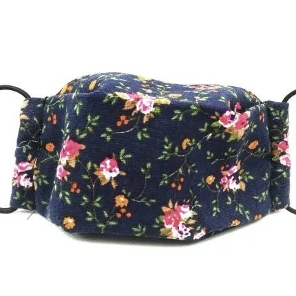 Захисна маска для обличчя багаторазова тришарова Mark II Синя Квіткова