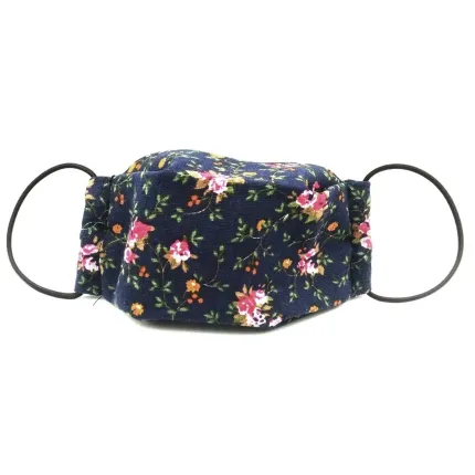 Захисна маска для обличчя багаторазова тришарова Mark II Синя Квіткова, зображення 2