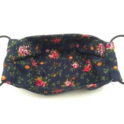 Захисна маска для обличчя багаторазова тришарова Mark II Синя Квіткова, зображення 3