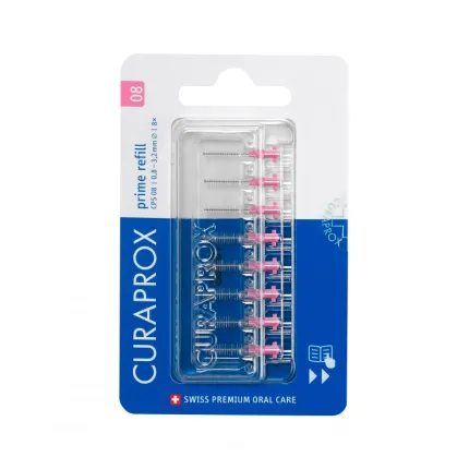 Набір міжзубних йоржиків Curaprox CPS 08-8 Prime Refill d 0,8 мм, 8 шт., Діаметр дроту: 0,8 мм