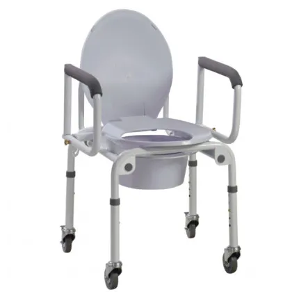 Сталевий стілець-туалет на колесах з відкидними підлокітниками OSD-2107D